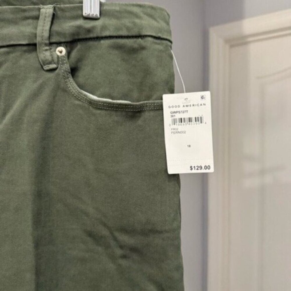 Good American Women's Size 18 Green Good Waist‎ Palazzo Wide Leg Pant Jeans - Picture 5 of 11
